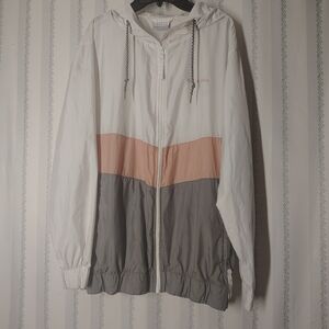 Columbia Women's Tri-Tone Windbreaker - White, Pink, Gray